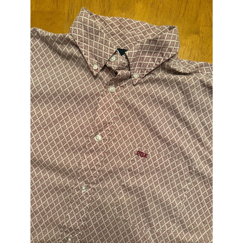 Wrangler 20X Competition Mens XL Maroon Diamond Geometric Western Shirt MPC124M